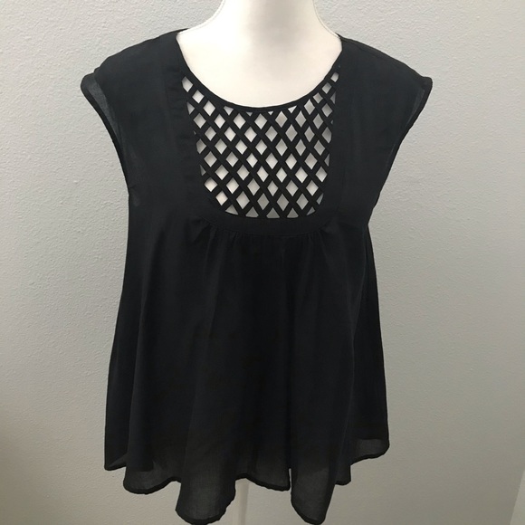 Anthropologie Tops - Anthro HD in Paris cage front baby doll black top